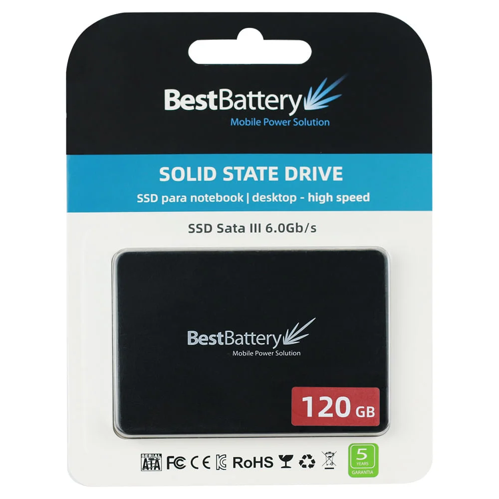 SSD Bestbattery 120GB Sata Iii 6gb/s 2,5'' 500 Mb/s Gravação SSD Bestbattery 120GB Sata Iii 6gb/s 2,5'' 500 Mb/s Gravação