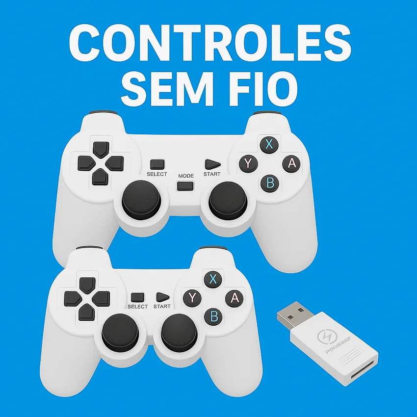 Game Retrô Com 25.000 Jogos + 2 Controles Sem Fio | Plug & Play Via Usb Game Retrô Com 25.000 Jogos + 2 Controles Sem Fio | Plug & Play Via Usb