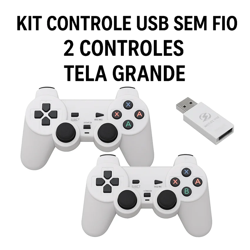 Game Retrô Com 25.000 Jogos + 2 Controles Sem Fio | Plug & Play Via Usb Game Retrô Com 25.000 Jogos + 2 Controles Sem Fio | Plug & Play Via Usb