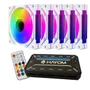 Kit 5 Fans Brancas 6 Pinos ARGB RGB C/ Controladora Controle