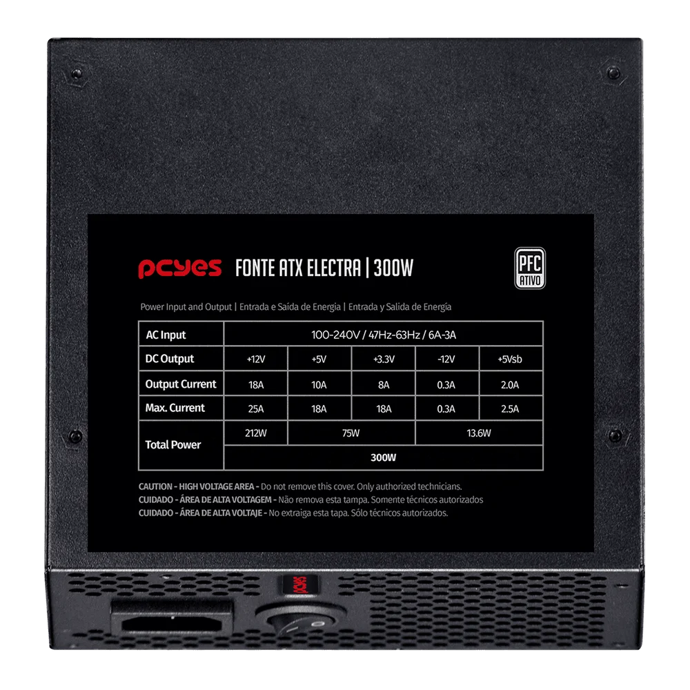 Fonte Atx PCyes Electra 300w Pfc Ativo - Elec300w Fonte Atx PCyes Electra 300w Pfc Ativo - Elec300w