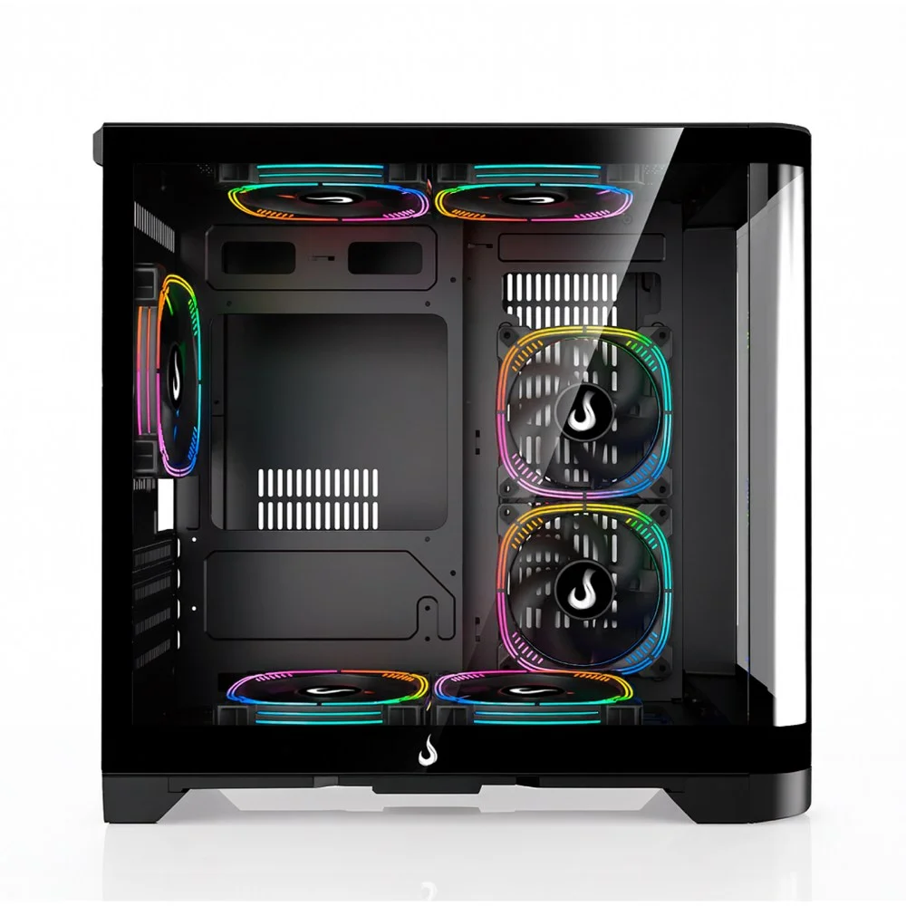 Gabinete Gamer Rise Mode Glass Curvo, M-ATX, Mid Tower, Lateral e Frental em Vidro, Preto - RM-GA-GC-FB Gabinete Gamer Rise Mode Glass Curvo, M-ATX, Mid Tower, Lateral e Frental em Vidro, Preto - RM-GA-GC-FB