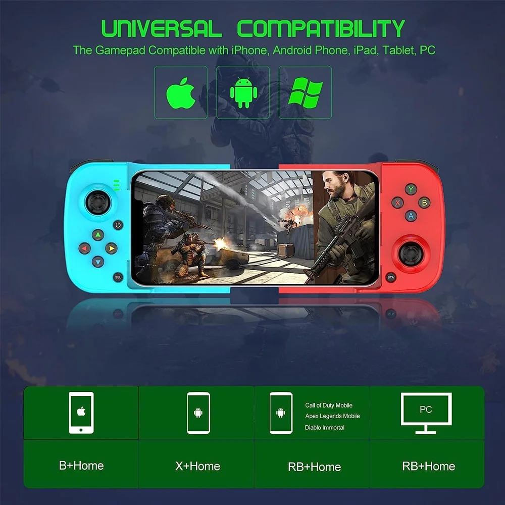 Gamepad Bsp-d3 - Controle Sem Fio Bluetooth - Compatível C/ Android E Ios - Recarregável Ergonomico Cor:cinza Gamepad Bsp-d3 - Controle Sem Fio Bluetooth - Compatível C/ Android E Ios - Recarregável Ergonomico Cor:cinza