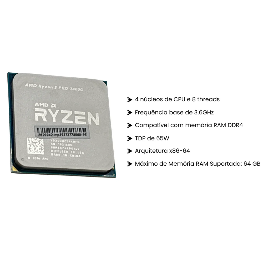 Processador Ryzen 5 Pro 2400g 36GHZ 1921SUS