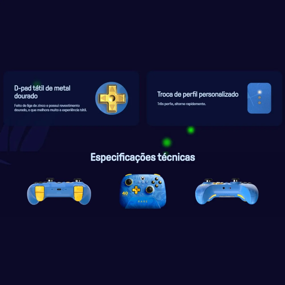 Controle 8bitdo Ultimate Rare 40 Anos Multiplataforma Controle 8bitdo Ultimate Rare 40 Anos Multiplataforma