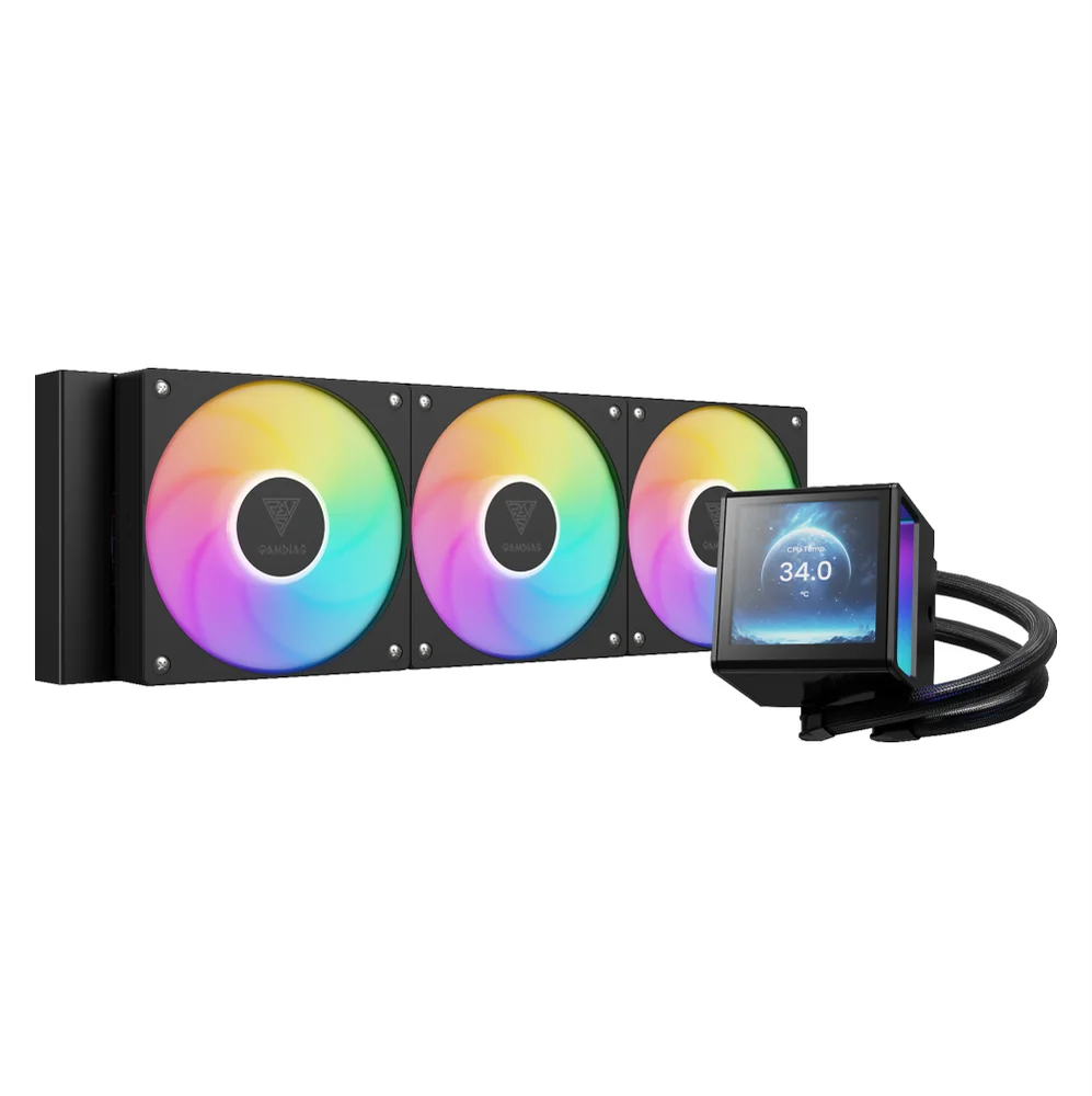 Water Cooler 360mm Gamdias Chione P5-360, ARGB, Display Lcd, Black - Chione P5-360
