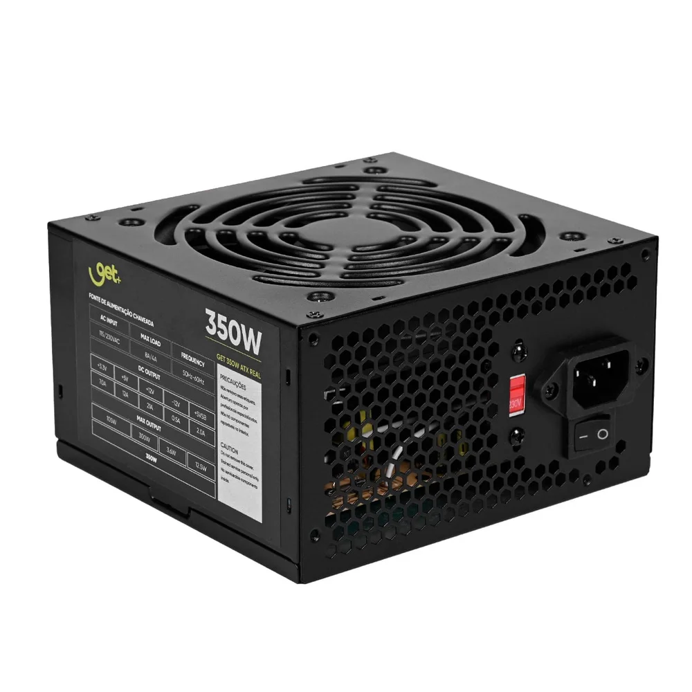 Fonte Atx 350w Real Com Cabo De Força Bivolt Preto | Get Fonte Atx 350w Real Com Cabo De Força Bivolt Preto | Get