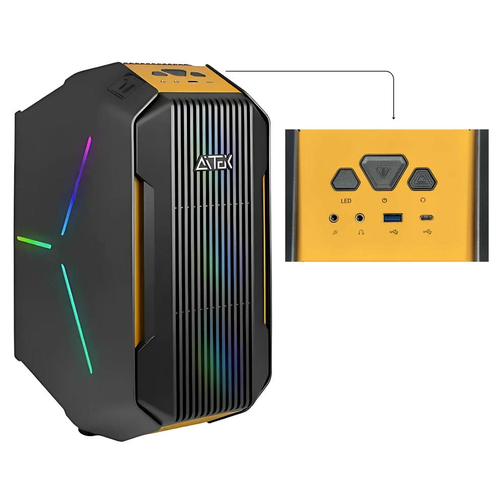Gabinete Gamer Mid Tower para Computador, M-ATX ITX USB Tipo C Resfriamento Otimizado Aitek - DELTA-HYPERION GM Gabinete Gamer Mid Tower para Computador, M-ATX ITX USB Tipo C Resfriamento Otimizado Aitek - DELTA-HYPERION GM