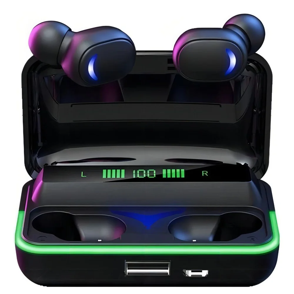 Headphone Sem Fio Black Controle Touch Com Estojo De Recarga Power Bank