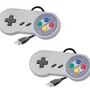 Kit 2 Controles Joystick Usb P/ PC Estilo Super Nintendo S/ Logo Botões Coloridos - Snes