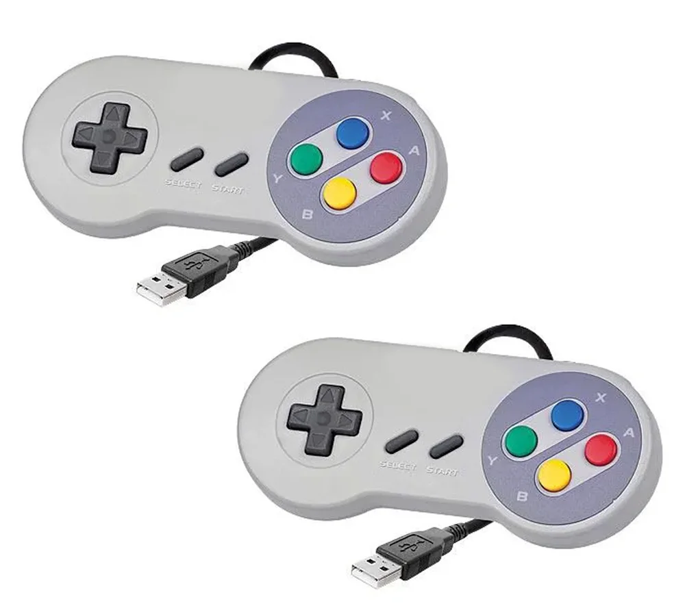 Kit 2 Controles Joystick Usb P/ PC Estilo Super Nintendo S/ Logo Botões Coloridos - Snes Kit 2 Controles Joystick Usb P/ PC Estilo Super Nintendo S/ Logo Botões Coloridos - Snes