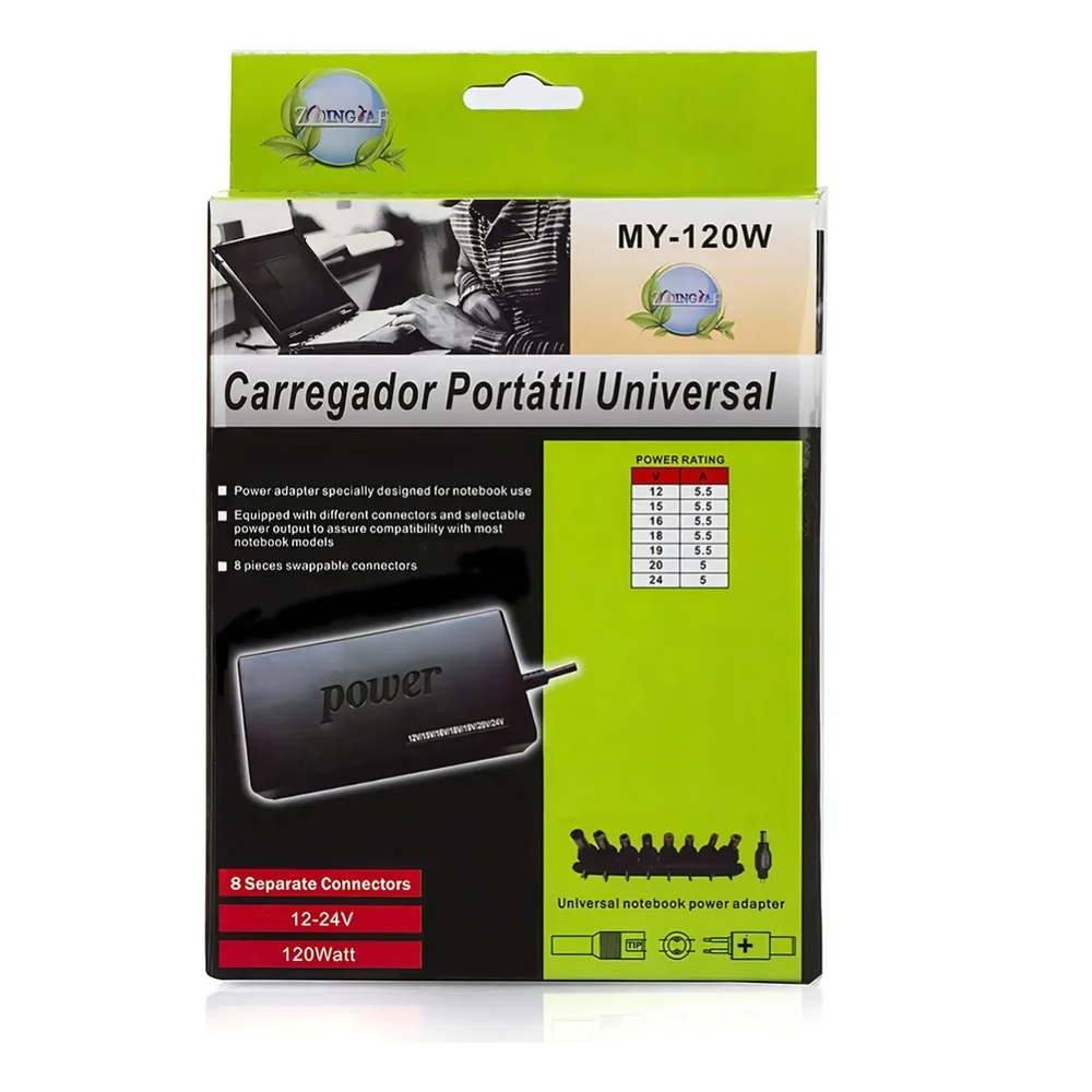 Fonte Notebook Universal 120w Completa Com 9 Plugues E Cabo Incluso - view 2