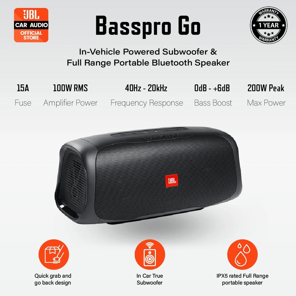 Speaker Portátil Jbl Basspro Go Bluetooth - preto