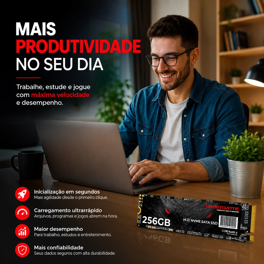 Disco Sólido Interno ( SSD) 256gb M2/NVME 3.0 Westgatte Preto - view 2
