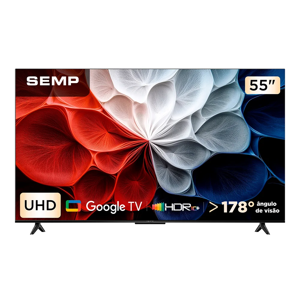 Smart TV Semp 55 Polegadas LED HVA 4K S62 WiFi Bluetooth Google TV 3 HDMI HDR10+ Dolby Audio 55S62