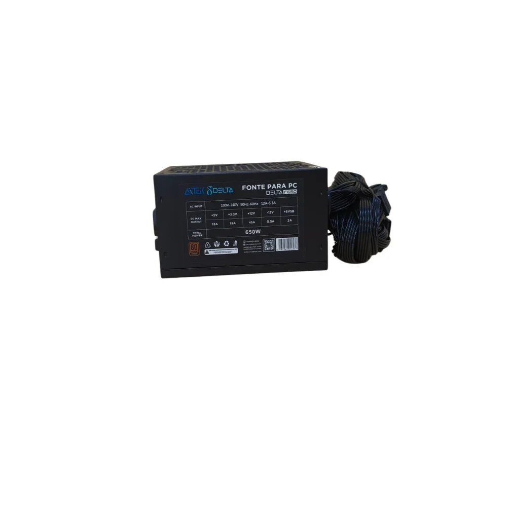 Fonte Gamer 650w Reais 80 Plus Bronze Pfc Ativo Com Ventoinha RGB Bivolt Fonte Gamer 650w Reais 80 Plus Bronze Pfc Ativo Com Ventoinha RGB Bivolt
