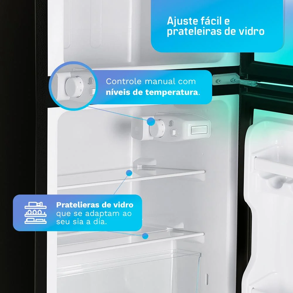 Frigobar Duplex Hq 90 Litros Cinza Hq-90rdf Frigobar Duplex Hq 90 Litros Cinza Hq-90rdf