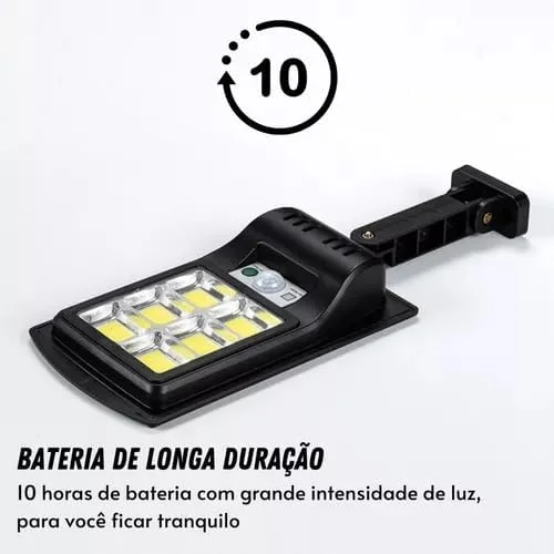 Luminária Solar LED Com Sensor De Presença E Poste De Parede - Autonomia De Até 12h, À Prova D'água, Iluminação Forte Para Áreas Externas