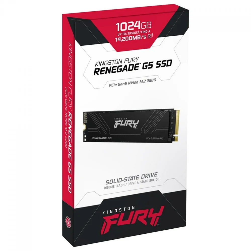 SSD Kingston Fury Renegade, 1TB, G5, PCie, M.2 Nvme, 2280, Leitura 14.200mbs E Gravação 11.000mbs SSD Kingston Fury Renegade, 1TB, G5, PCie, M.2 Nvme, 2280, Leitura 14.200mbs E Gravação 11.000mbs