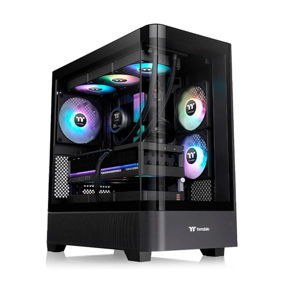 Gabinete Gamer Thermaltake View 290 Tg Mid Tower Curved Glass Com 3 Fan ARGB Preto Gabinete Gamer Thermaltake View 290 Tg Mid Tower Curved Glass Com 3 Fan ARGB Preto