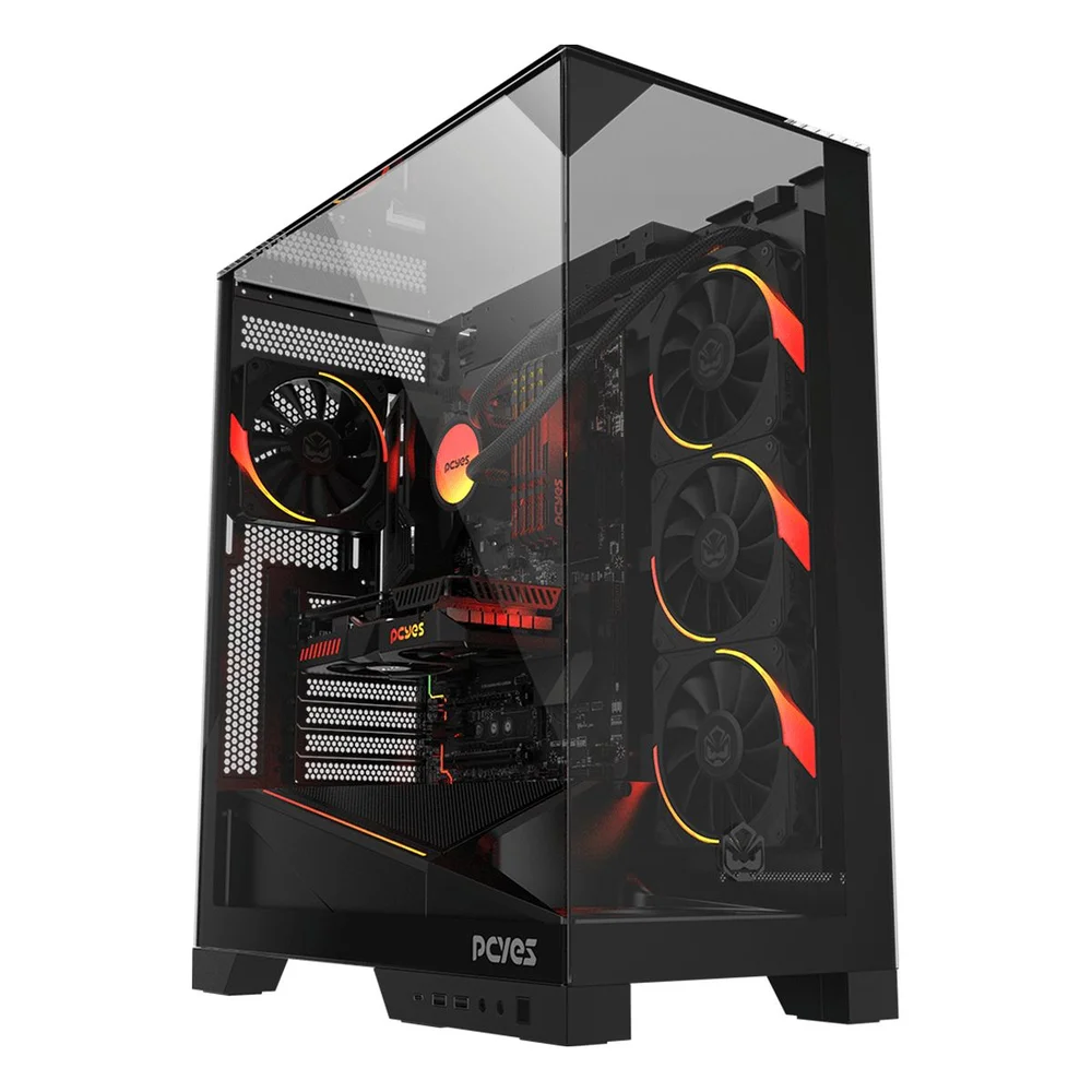 Gabinete Gamer PCyes Forcefield Dome Black Vulcan - Gffdbv Gabinete Gamer PCyes Forcefield Dome Black Vulcan - Gffdbv