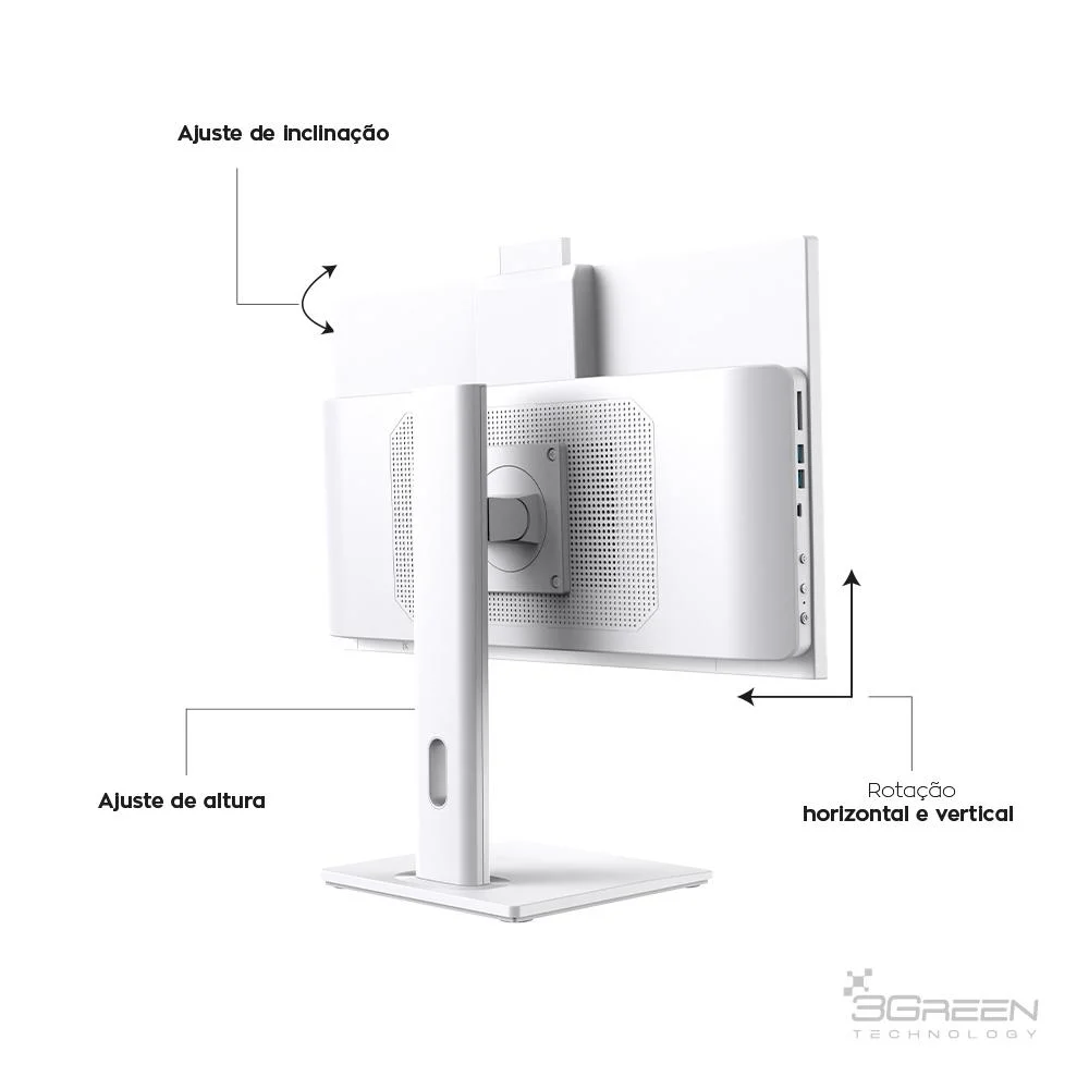 "Computador All In One 24"" Branco, Intel i7 9700, 16gb Ddr4, SSD 512gb, WINDOWS 11  , Webcam, Wi-fi, 3green Unique" em Campinas - foto 2