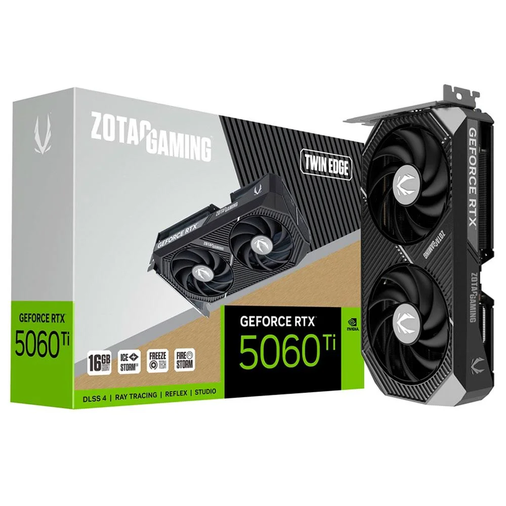 Placa De Video Zotac Geforce RTX 5060 Ti Twin Edge 16gb Gddr7 128bits Zt-b50620e-10m