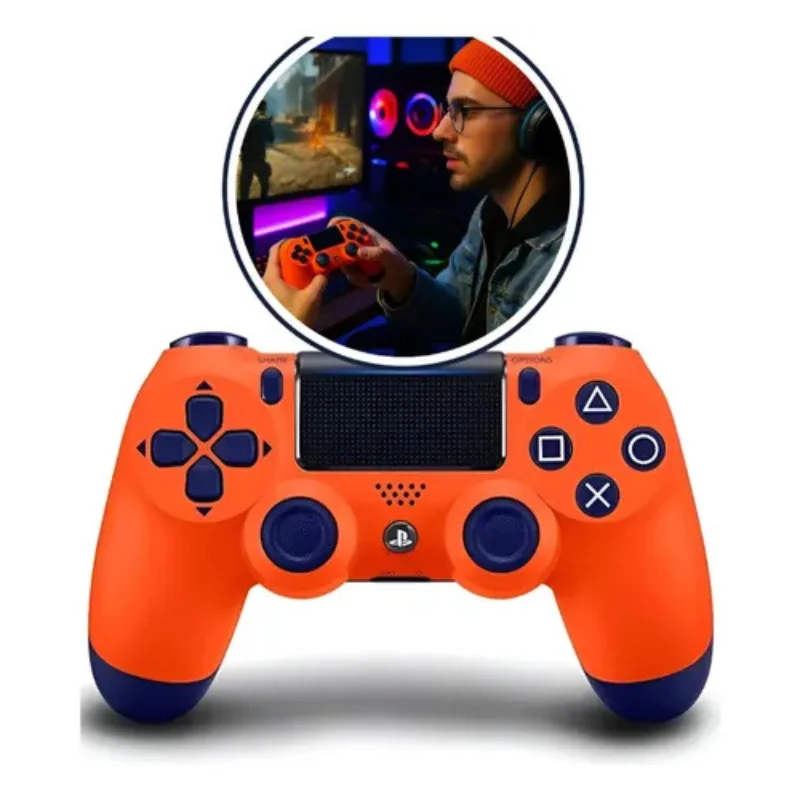 Controle Sem Fio Compatível Com Play4 Ps4 Playstation 4 / Slim / Pro / PC E Smart Tvs Samsung Cor Laranja Controle Sem Fio Compatível Com Play4 Ps4 Playstation 4 / Slim / Pro / PC E Smart Tvs Samsung Cor Laranja