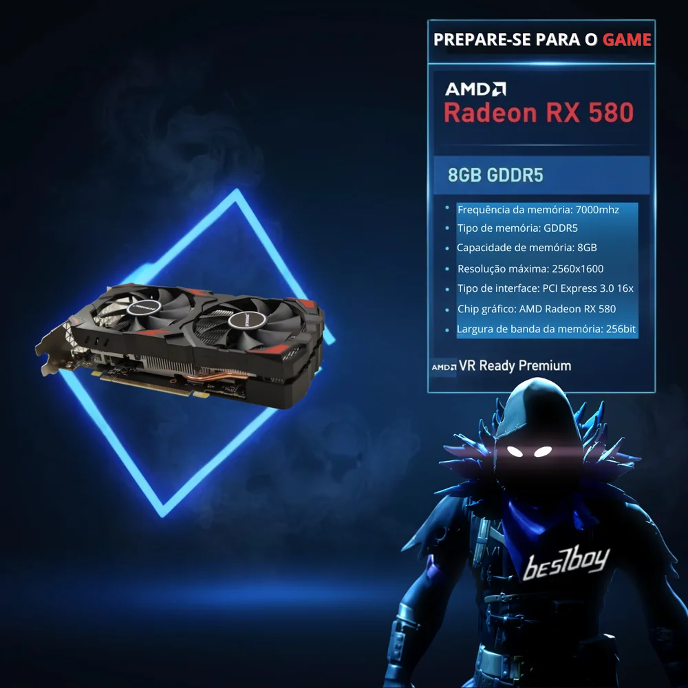 Computador Gamer Max Elite Bestboy Ryzen 5 8400f B650m 16gb SSD 512gb Fonte 500w Rx580 8GB - view 3