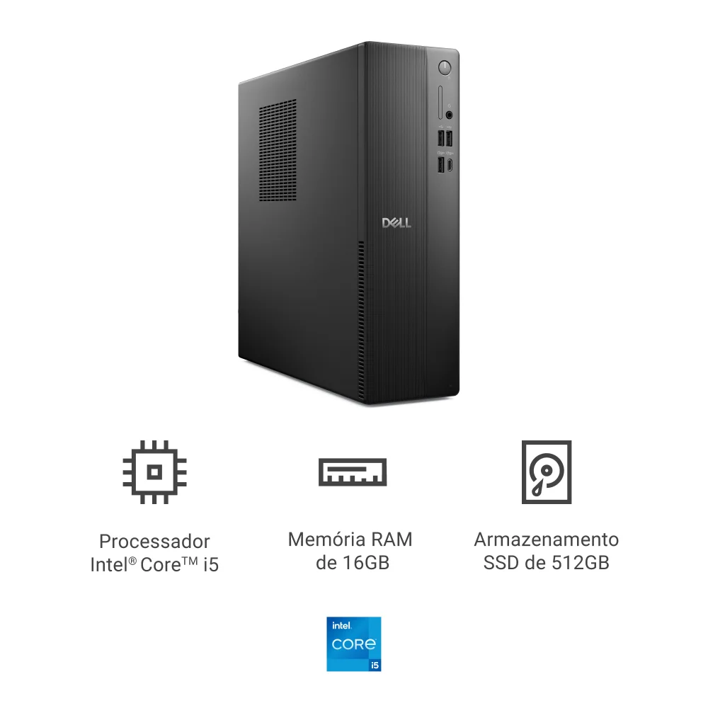 Desktop Dell Slim Ecs1250 Intel Core i5 16gb 512gb SSD Linux Ds-i514400-u30 em Campinas - foto 2